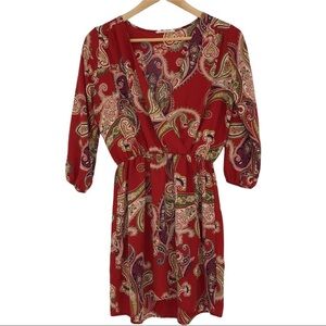 Million Bullpup red paisley wrap dress